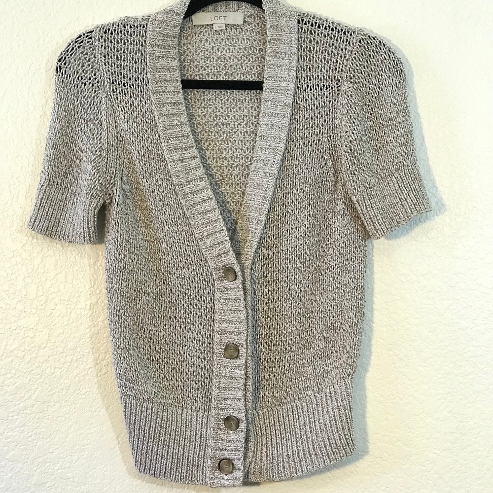 ❤️ Ann Taylor Loft Sz L Short Sleeve Cardigan 1263